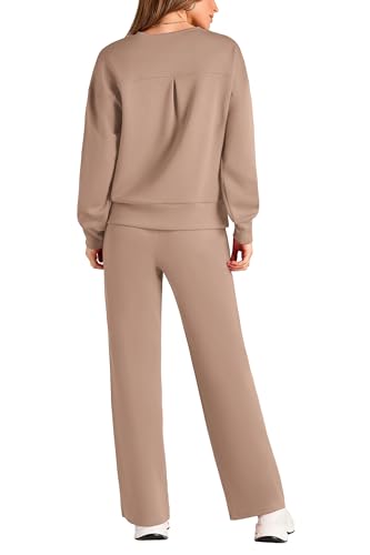 2 Piece Long Sleeve Pullover Tops And Long Pants Lounge Sets V6574