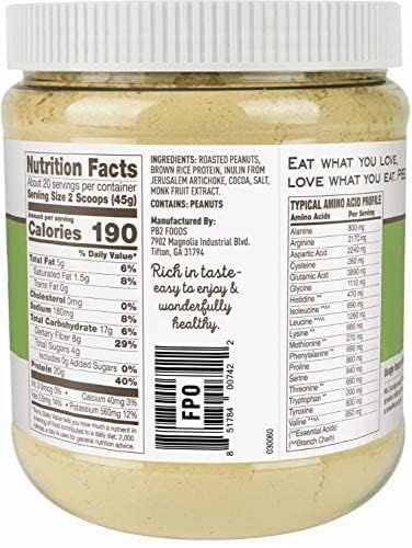 Peanut Protein Powder with Madagascar Vanilla 2 lb 32 oz Jar 20g Vegan Plant Based Protein Non GMO Gluten Free Non Dairy M996977