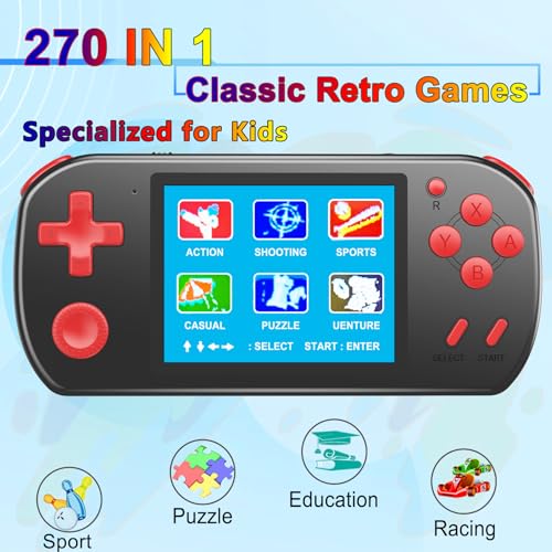 270 Classic Retro Video Game Handheld Console with 3.0'' Color Screen (Black) C189911