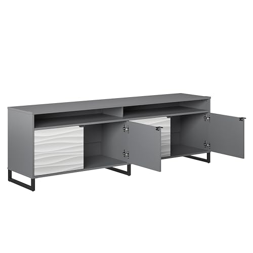 1 Door 3 Drawer Accent Cabinet, Faux Wave/Graphite Z28955