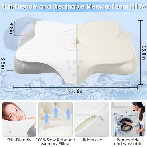 Memory Foam Cervical Neck Pillow O7663