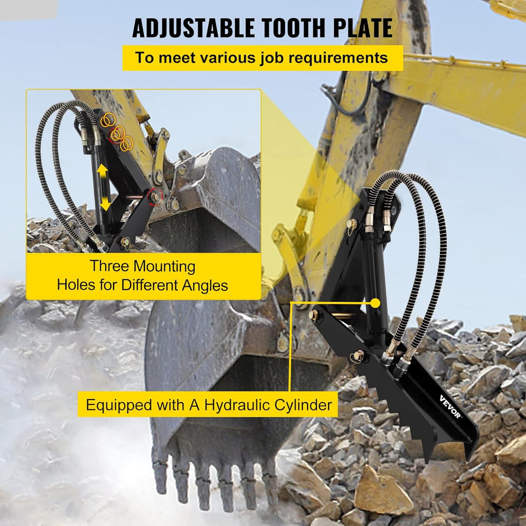 24 inch Hydraulic Backhoe Excavator Thumb Attachments Weld On 1/2in Teeth Thick Steel Plate Assembly with Hydraulic Cylinder Z410