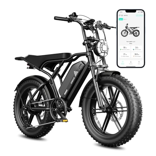 1500W Peak Brushless Motor 28 MPH 60 Miles Fat Tire E Bike with 48V 15Ah Removable Battery 20" Electric Dirt Bike Hydraulic Suspension 7-Speed W321