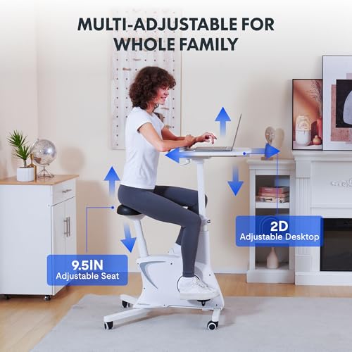 White 3-IN-1 Exercise Bike with Adjustable Resistance LCD Display Seat Desktop O1119