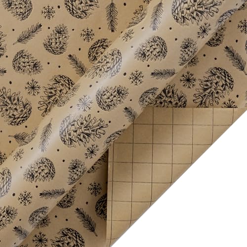 Christmas Wrapping Paper, Jumbo Roll Kraft Paper - Christmas Tree Design - 30 Inches x 100 Feet L8756