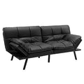 Black Memory Foam Convertible Futon Sofa Bed with Adjustable Armrest M9041