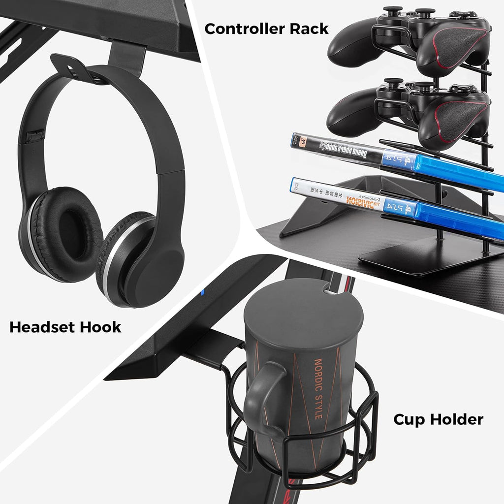 60 inch Z Shaped Gaming Desk with RGB LED Lights Z1896