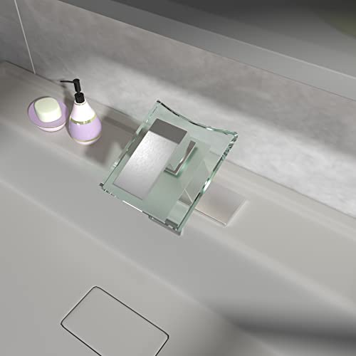 Black Bathroom Faucet Glass Waterfall Single Handle Sink Faucet Matte Black M947343