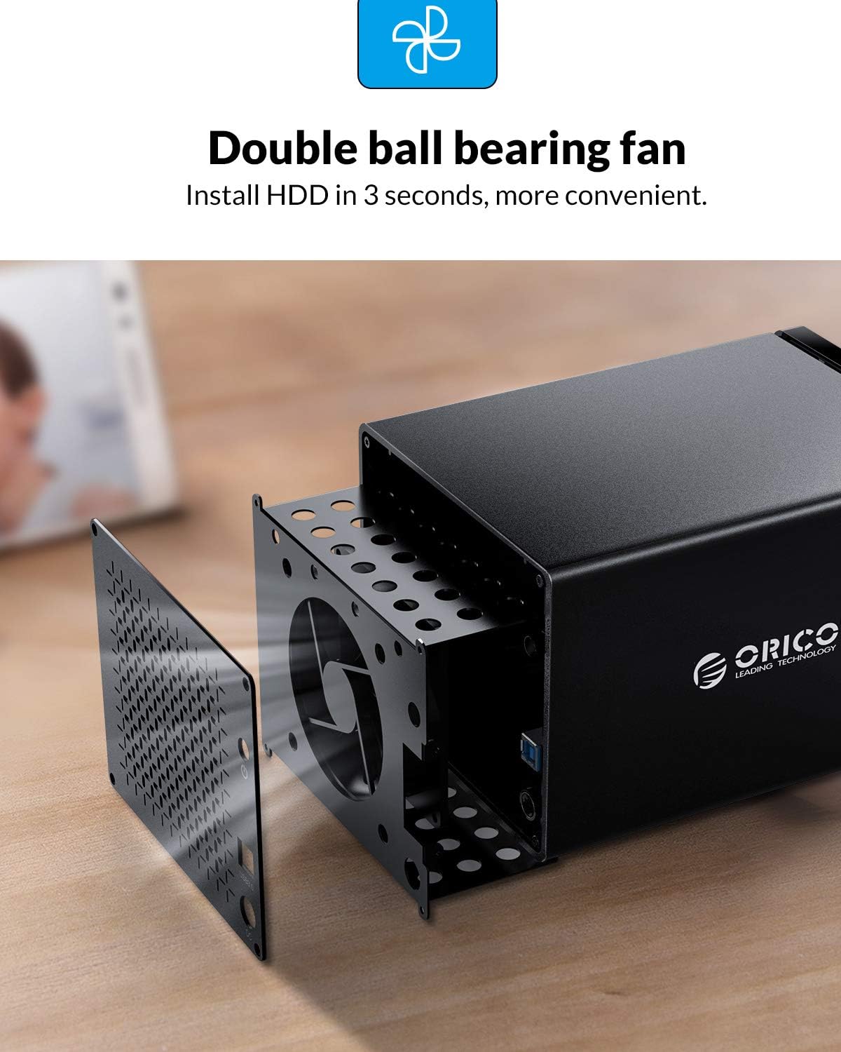 4 Bay HDD Raid Enclosure USB External Hard Drive Enclosure Aluminum SATA III Disk Storage Case Tool-Free for 2.5/3.5 SSD HDD Support 64TB H22537