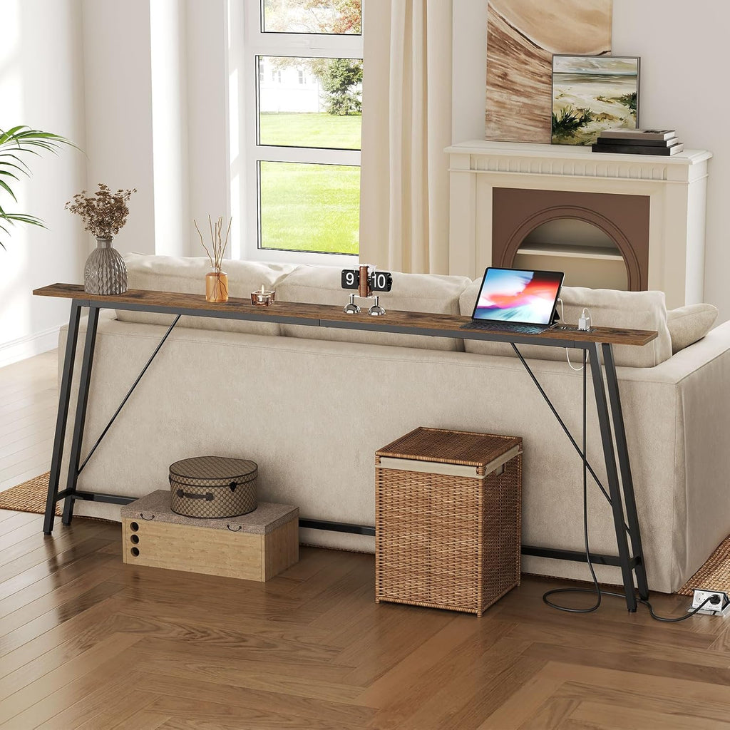 78.7" Console Table and 5.9" Skinny Console Table with Power Outlets Bundle D37646