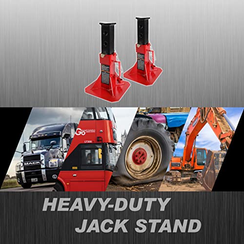12 Ton Heavy Duty Pin Style Adjustable Height Automotive Jack Stands, Red, 1 Pair N27511