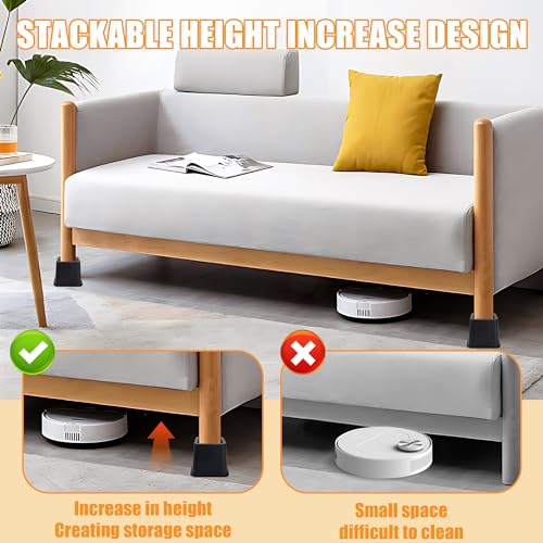 Adjustable Bed Risers Set of 4 (16 pcs Black) E9605