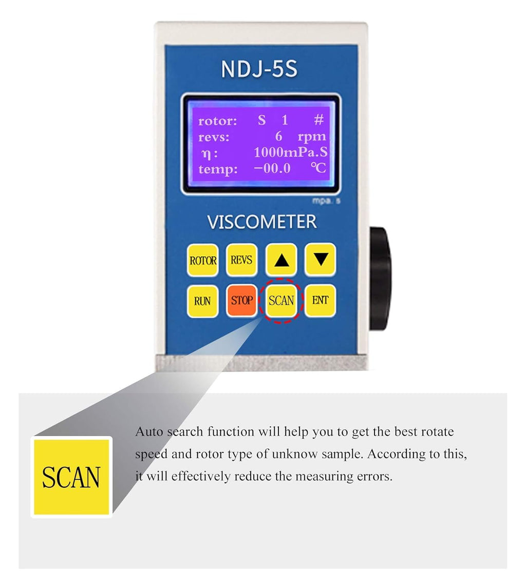 Digital Rotary Viscometer with Temp. Probe 10-6,000,000 mPa.s ±3% 110V A159463