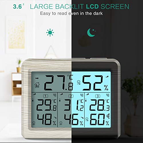 White Wireless Digital Hygrometer Thermometer with 3 Sensors F7862