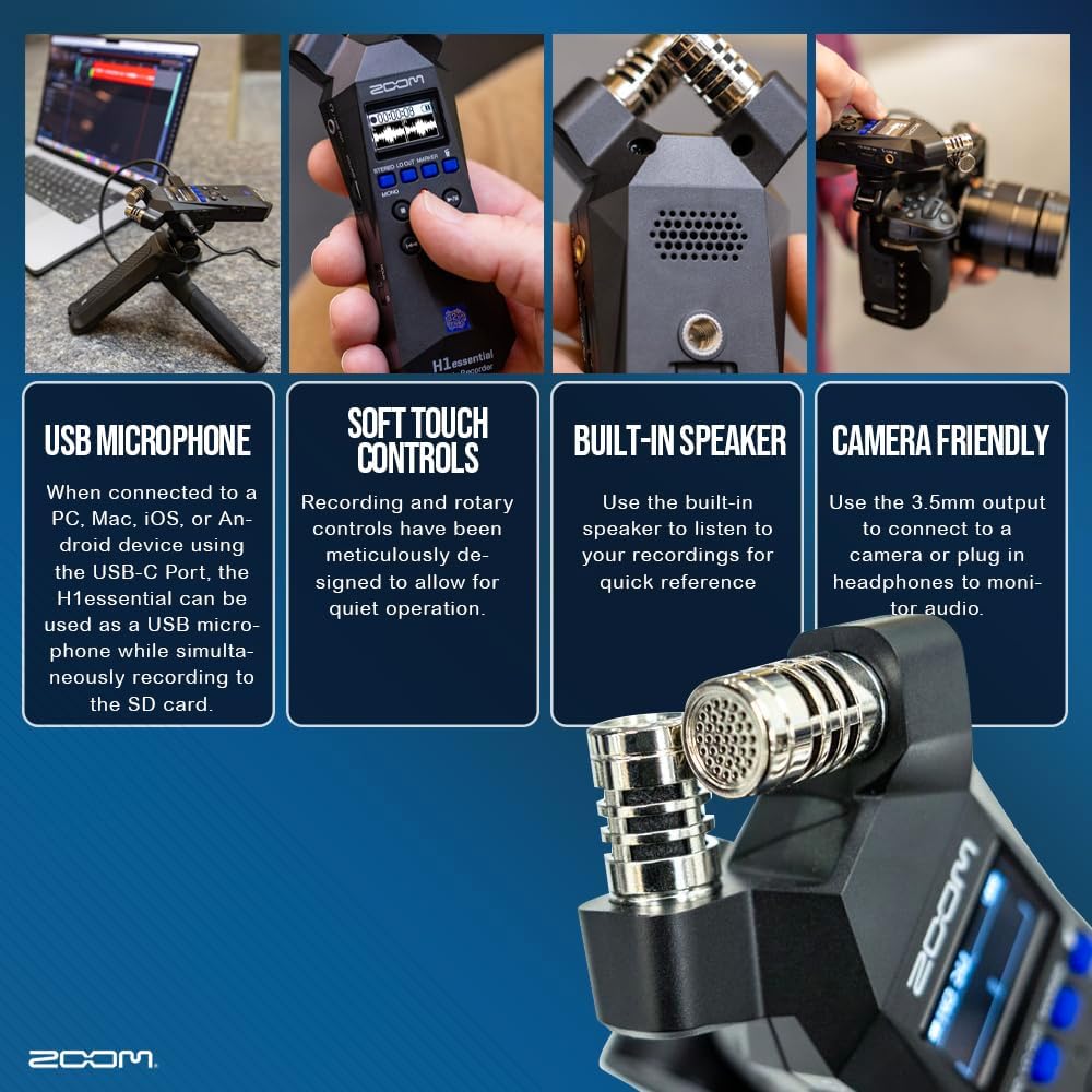 Stereo Handy Recorder Portable Audio Recorder 32 Bit Float USB X/Y Microphone 64GB SD Tripod Headphone G46663