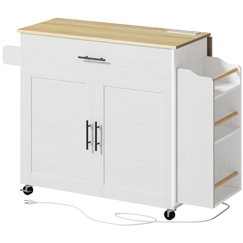 Black Rolling Kitchen Island with Storage and Drop Leaf O127450