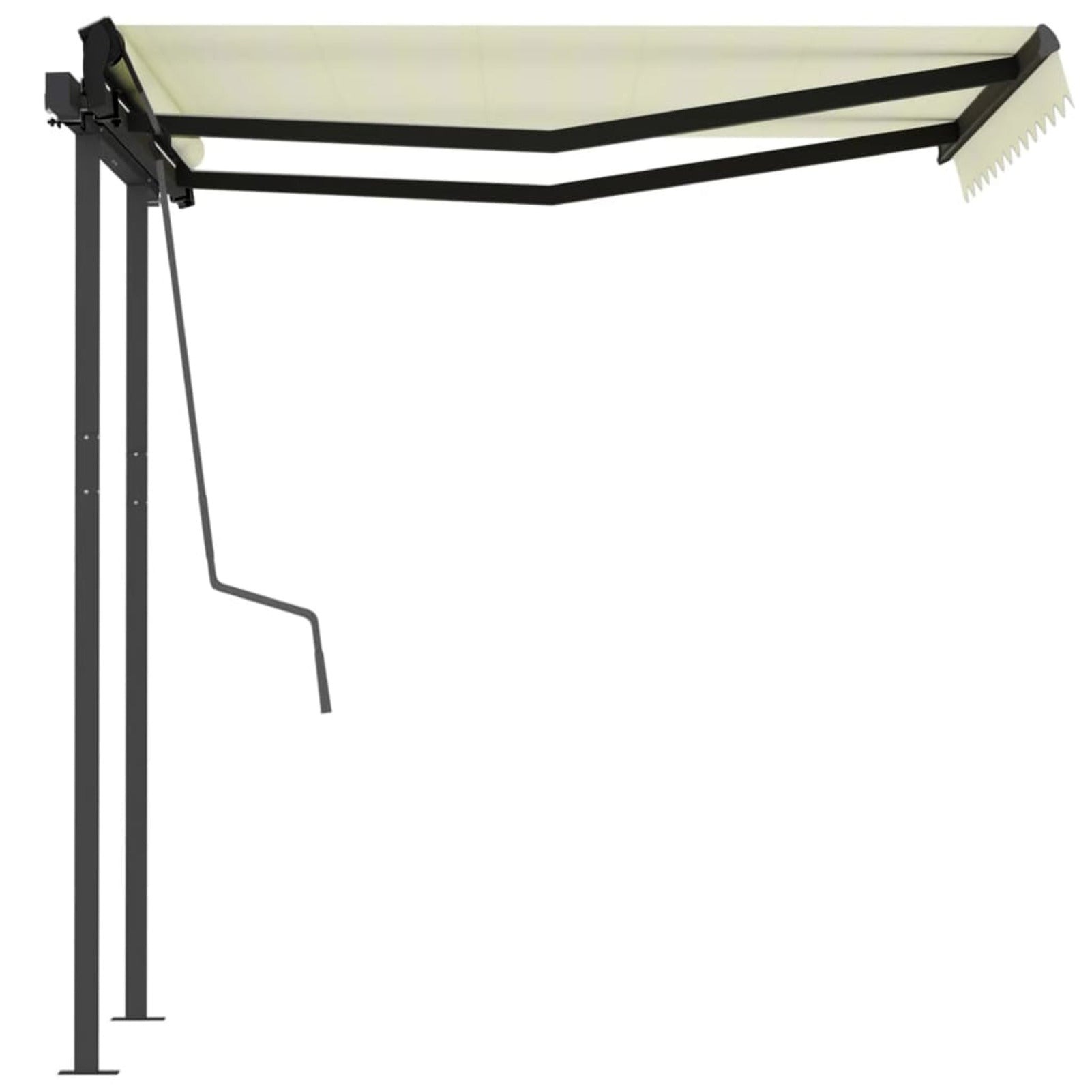 Manual Retractable Awning with Posts Outdoor Canopy Sunshade Shelter Cream 118.1 x 98.4 Inches L56507