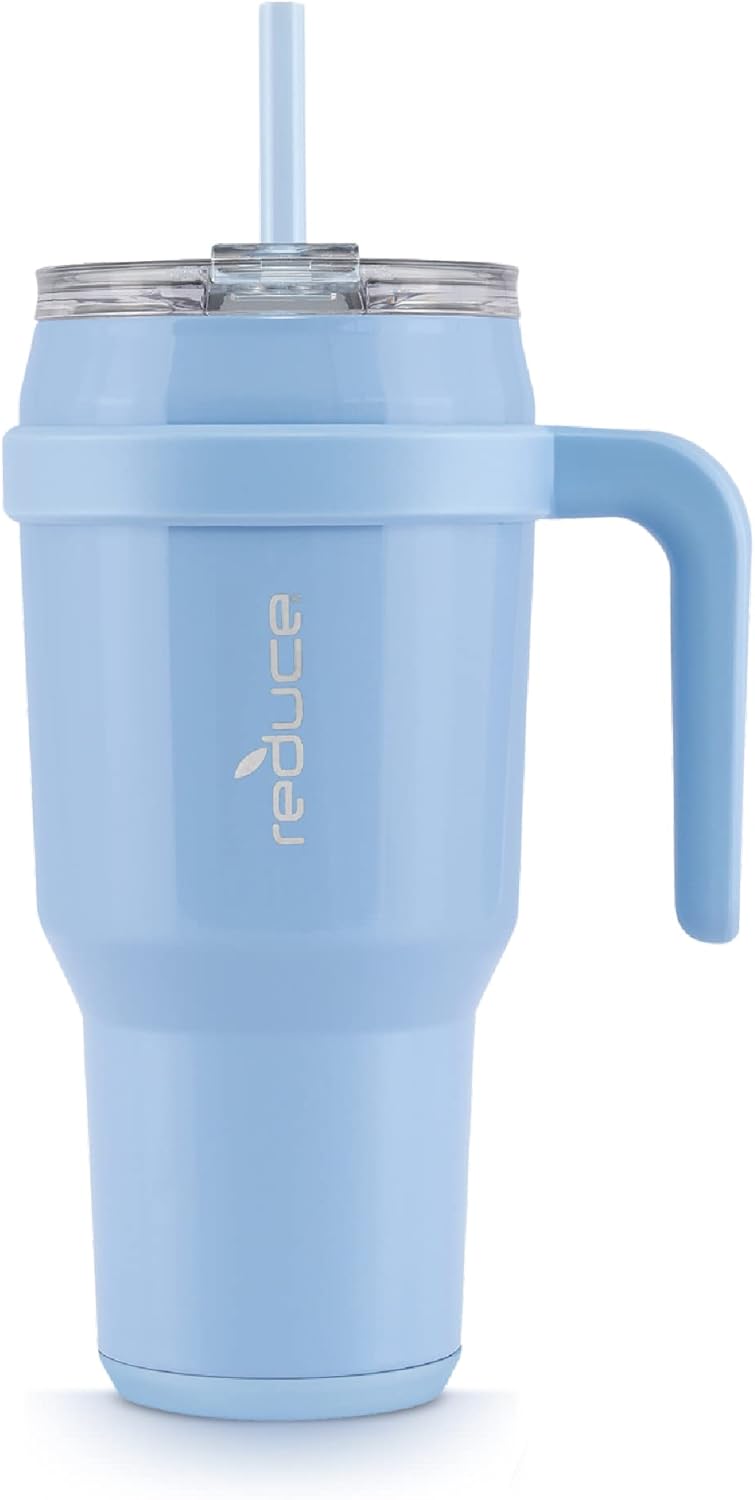 40 oz Vacuum Insulated Stainless Steel Tumbler with Handle and Straw V291