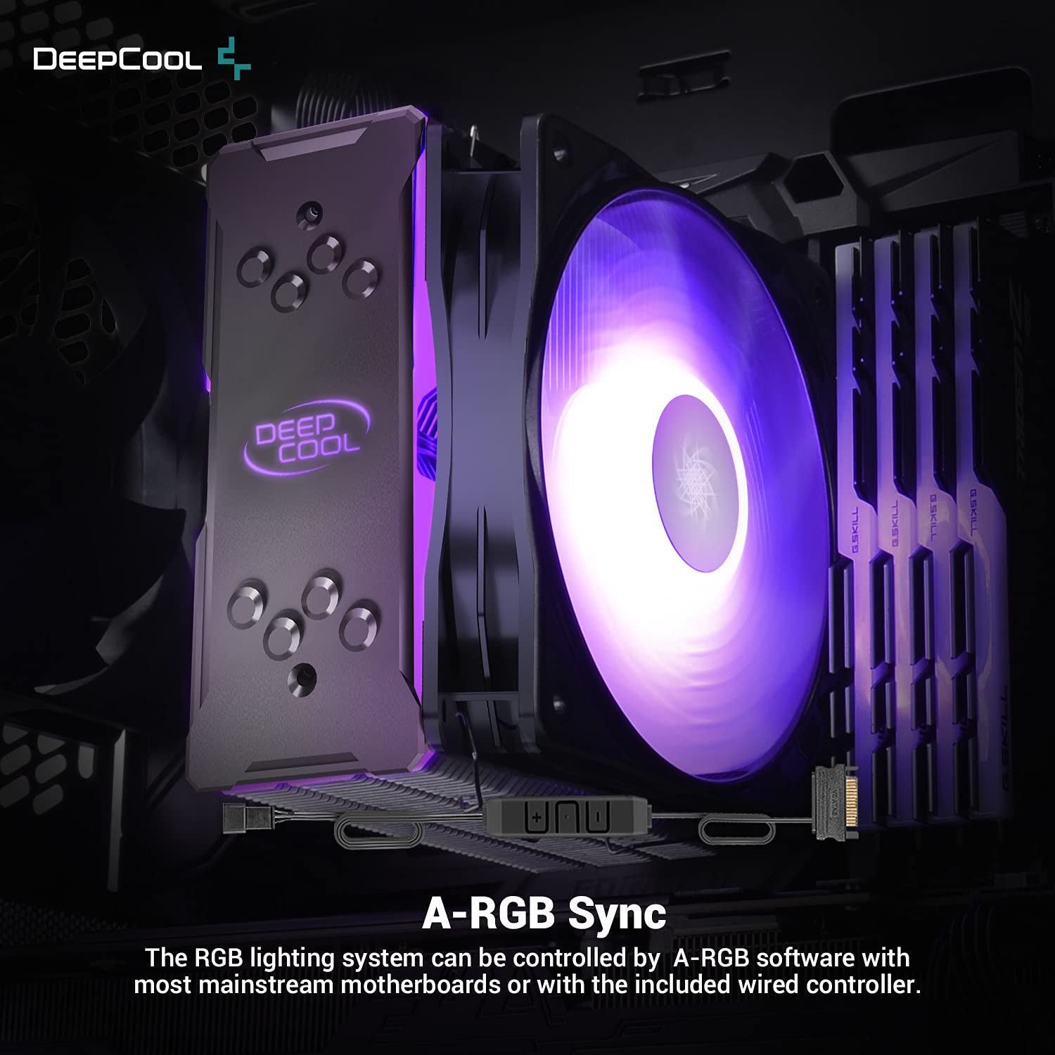 CPU Air Cooler with 4 Heatpipes and 120mm A-RGB Fan Q89426