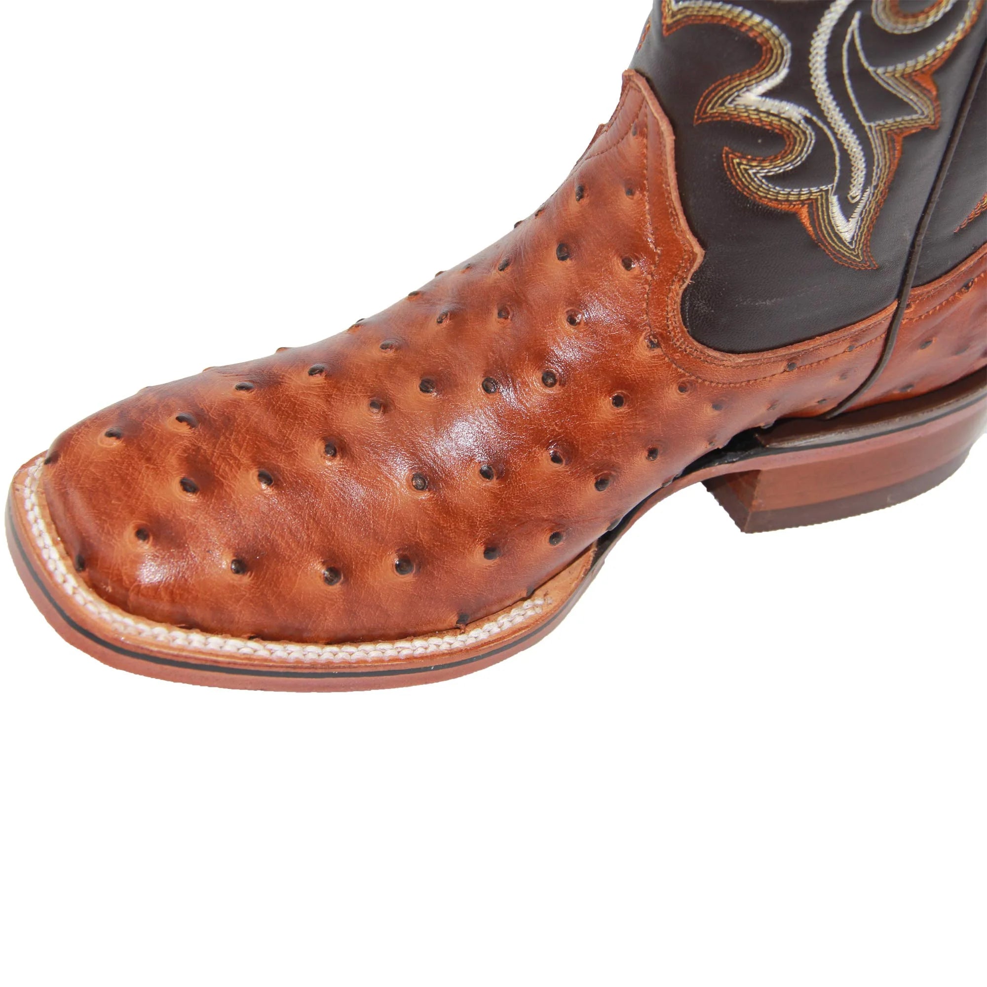 Men’s Genuine Leather Ostrich Print Square Toe Cowboy Boots L714