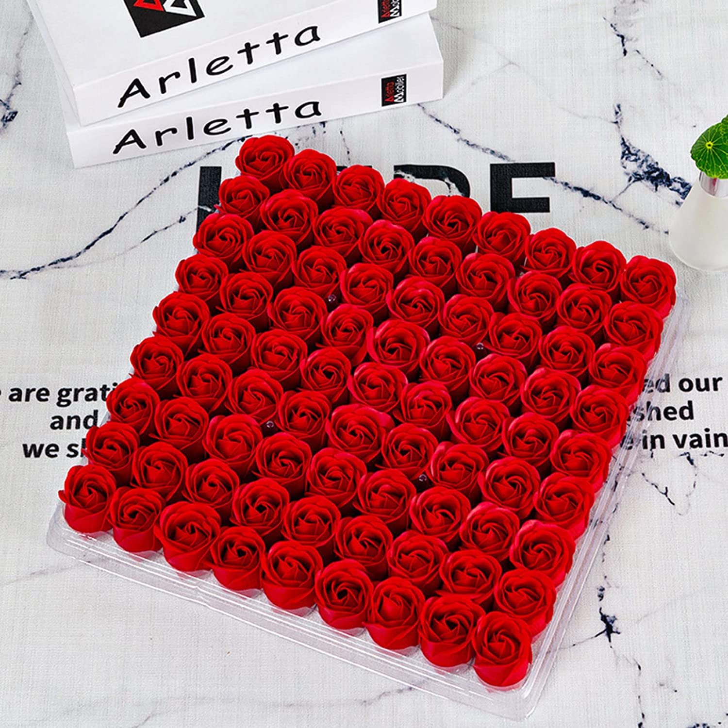81Pcs Red Scented Bath Soap Rose Flower I2763