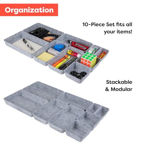 10-Piece Modular Felt Drawer Organizer Set U380