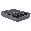 Grey Plastic Desk Drawer Organizer Tray Set of 4 Q35856