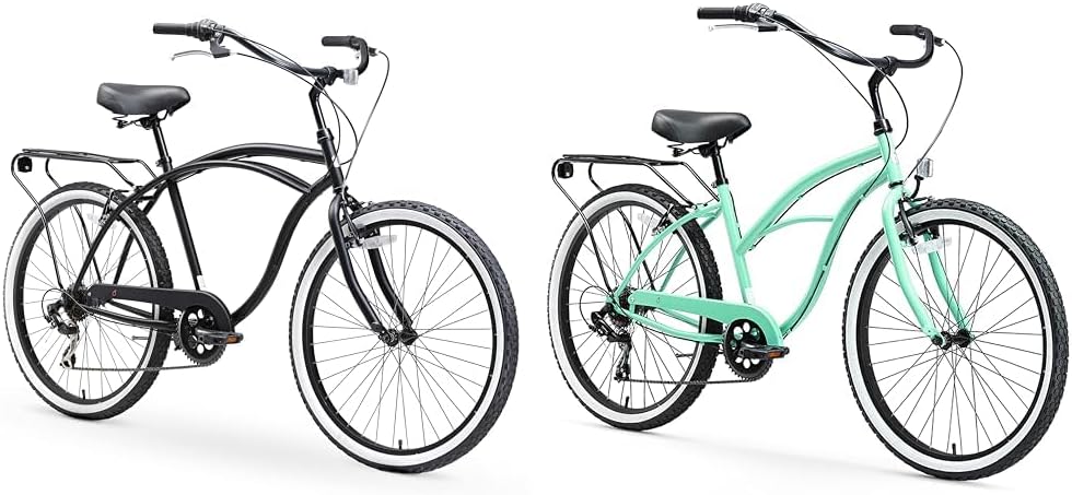 7-Speed 26 Inch Beach Cruiser Bikes with Rear Racks U507385