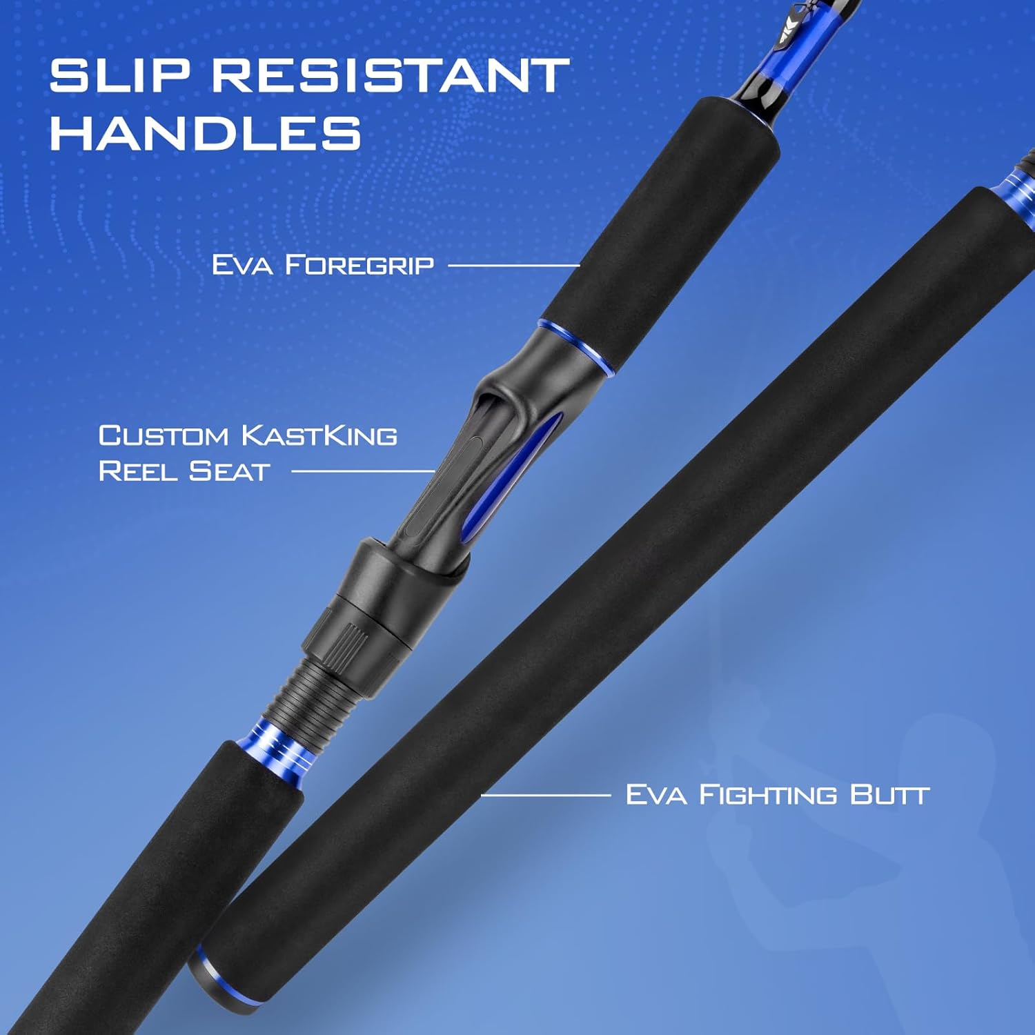Fishing Rod and Reel Combo, Spinning & Baitcasting Combos, IM6 Graphite 2Pc Blanks, Stainless Steel Guides with Ceramic Rings, Contoured EVA Handles M6446