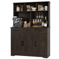 Rustic Brown Buffet Cabinet with Hutch and 3 Drawers M90701