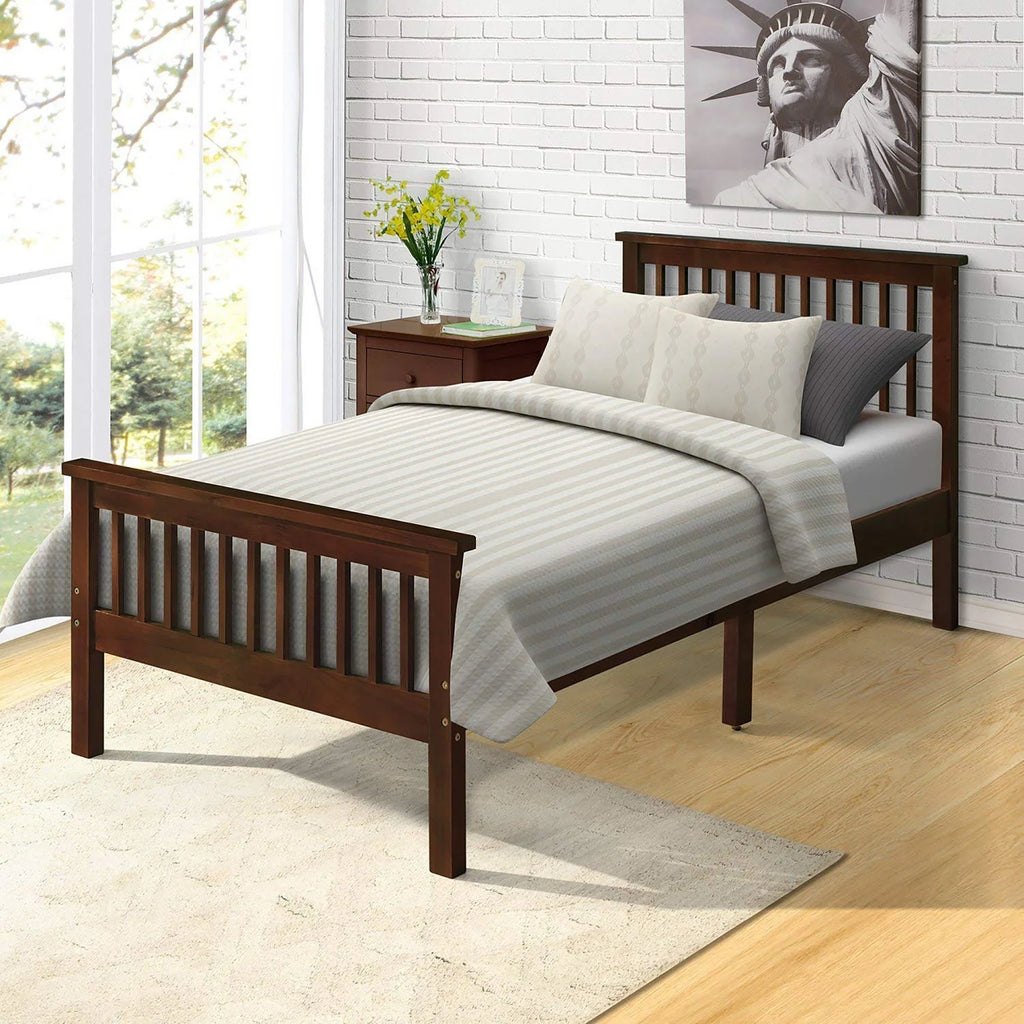 Twin Wood Platform Bed Frame with Headboard and Footboard I5188