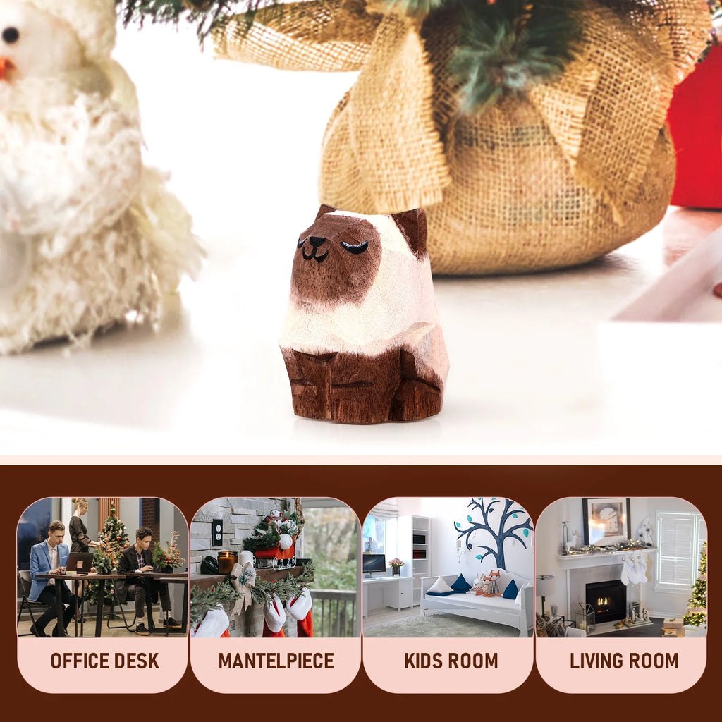 Desktop Wooden Cat Ornament Y966
