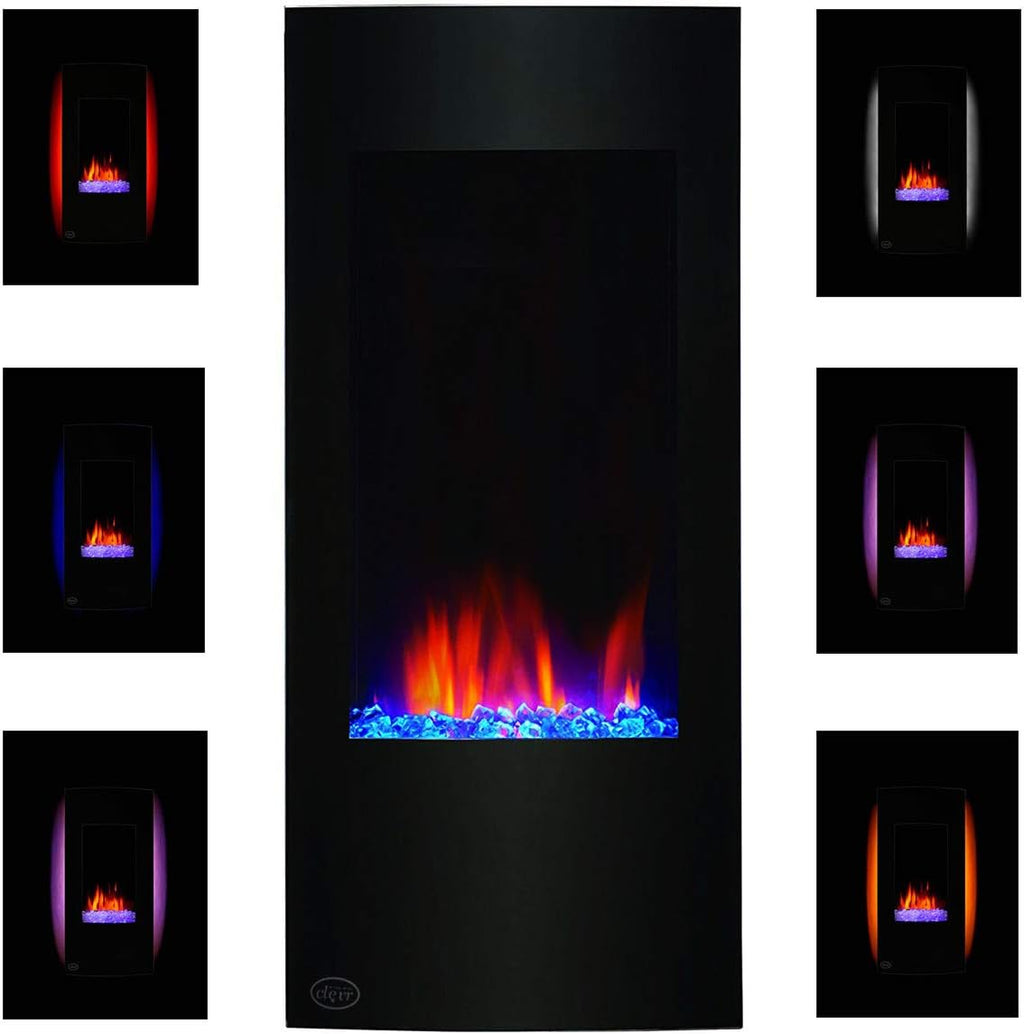 32 Vertical Wall Mounted Electric Fireplace Heater, Black, 750-1500W O40749