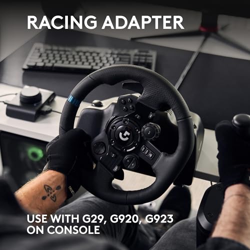 Black Leather Racing Wheel and Floor Pedals B724