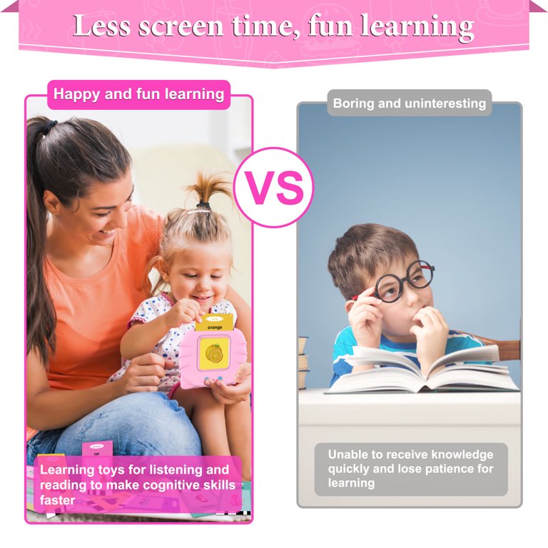 Pink Talking Flash Cards Toddler Toys G564