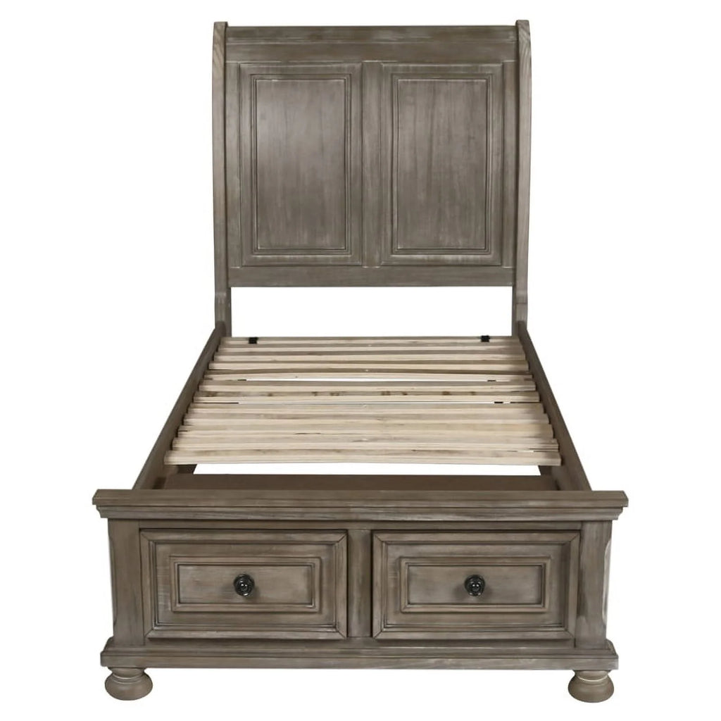 4PC Wood Twin Bedroom Set with Chest in Pewter P45575