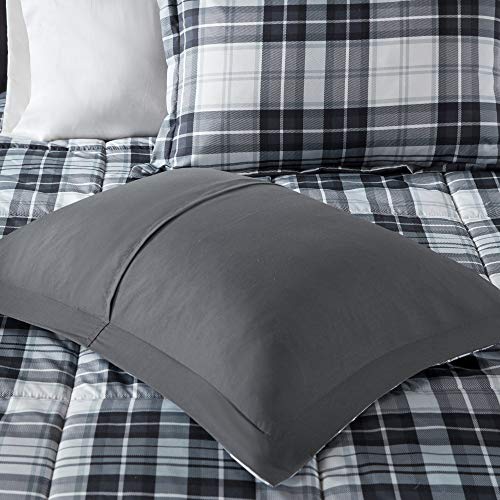 Black King 3 Piece Plaid Comforter Set F482