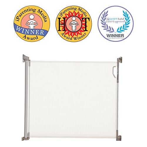 White Retractable Mesh Baby Gate, 33" Tall, 55" Wide Y43549
