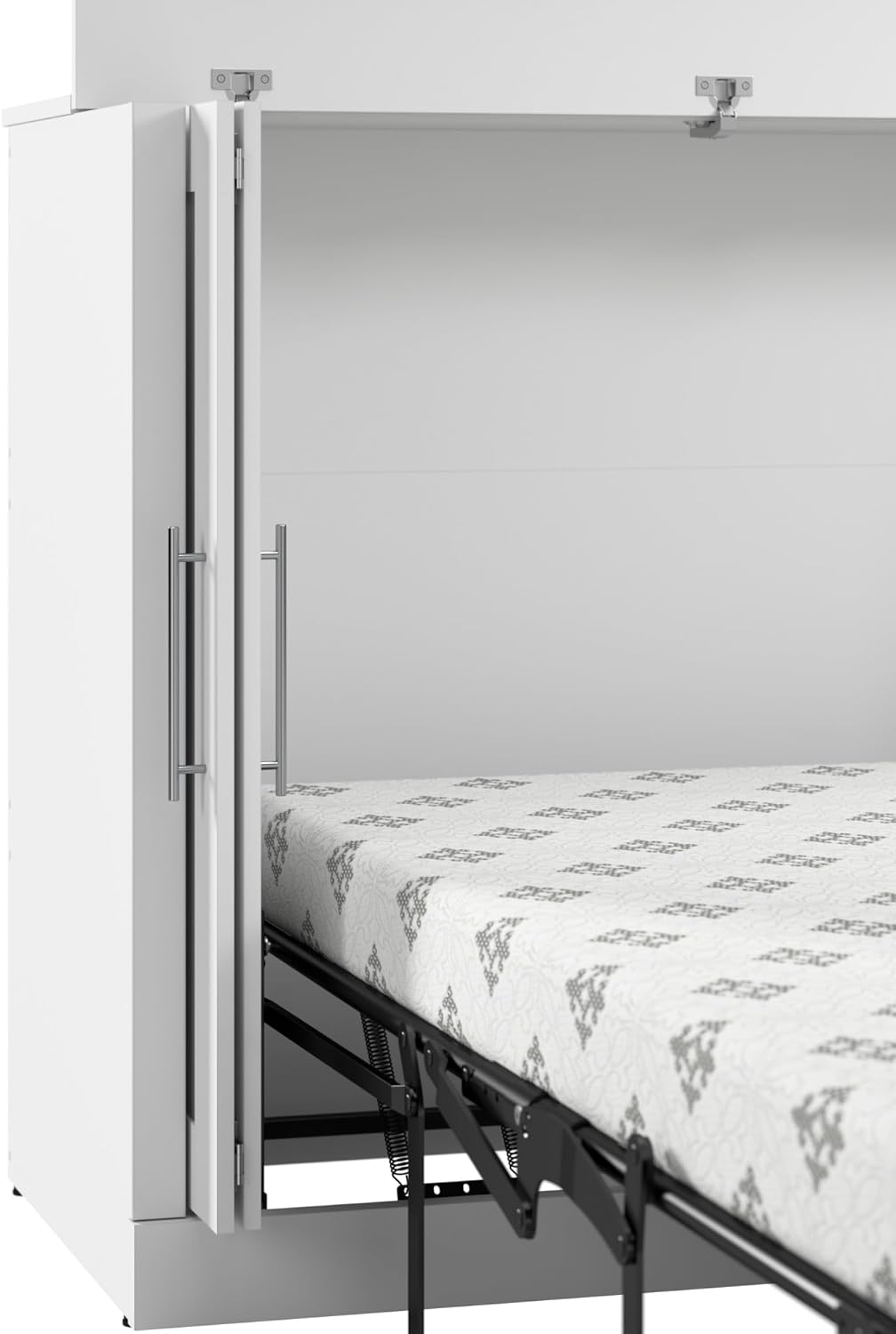 White Full Murphy Cabinet Bed with Mattress A3505
