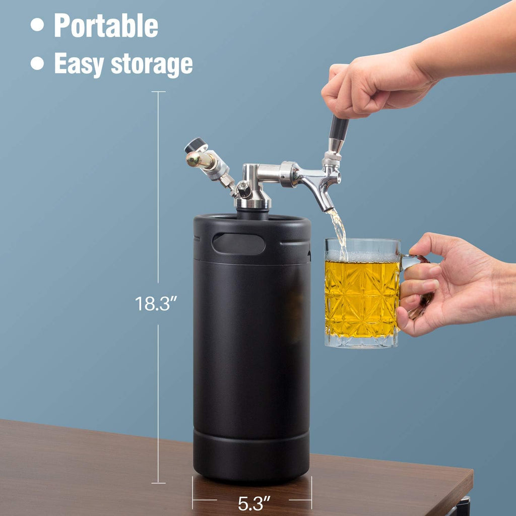 128oz Pressurized Stainless Steel Mini Keg with Cooler Jacket F1248