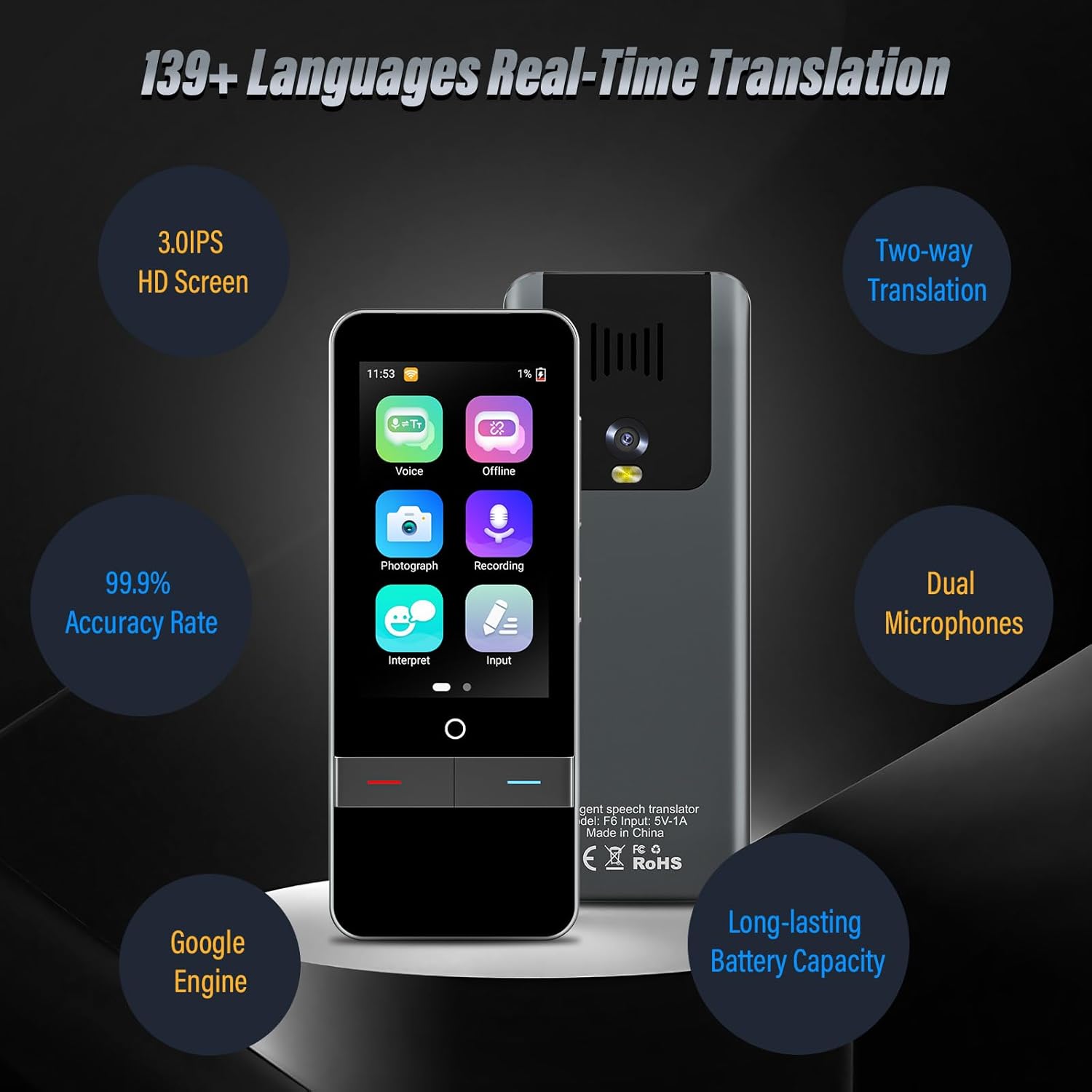 Portable Two-Way Instant Translator Device C443