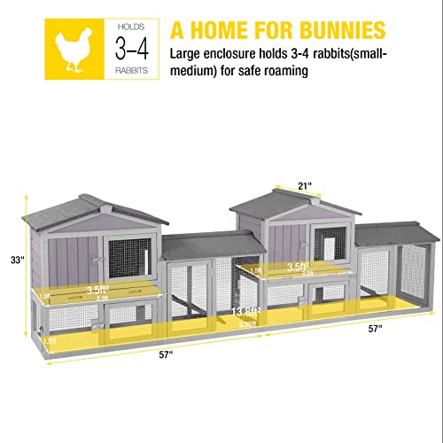 Rabbit Hutch Chicken Coop Bunny Cage Duck House with Run Waterproof Roof Plastic Tray G553
