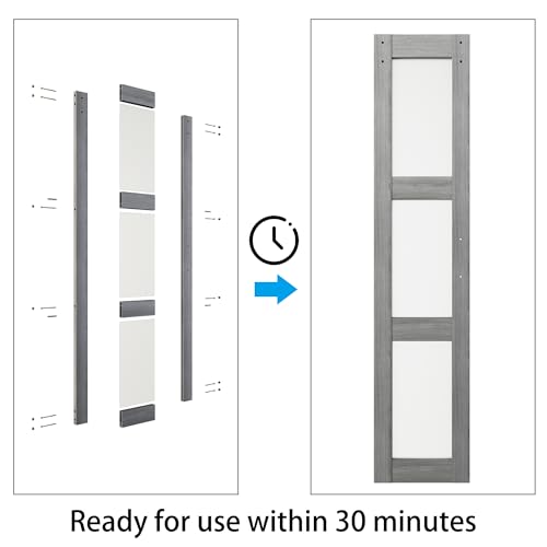 White 3-Panel Frosted Glass Solid Wood Barn Door with Sliding Door Hardware Kit O102254