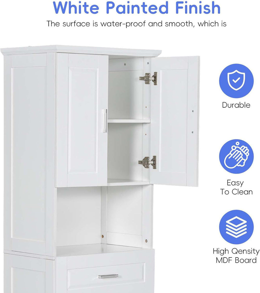 70" Tall Tilt Out Laundry Hamper Cabinet with 2 Doors and Adjustable Shelf A80818