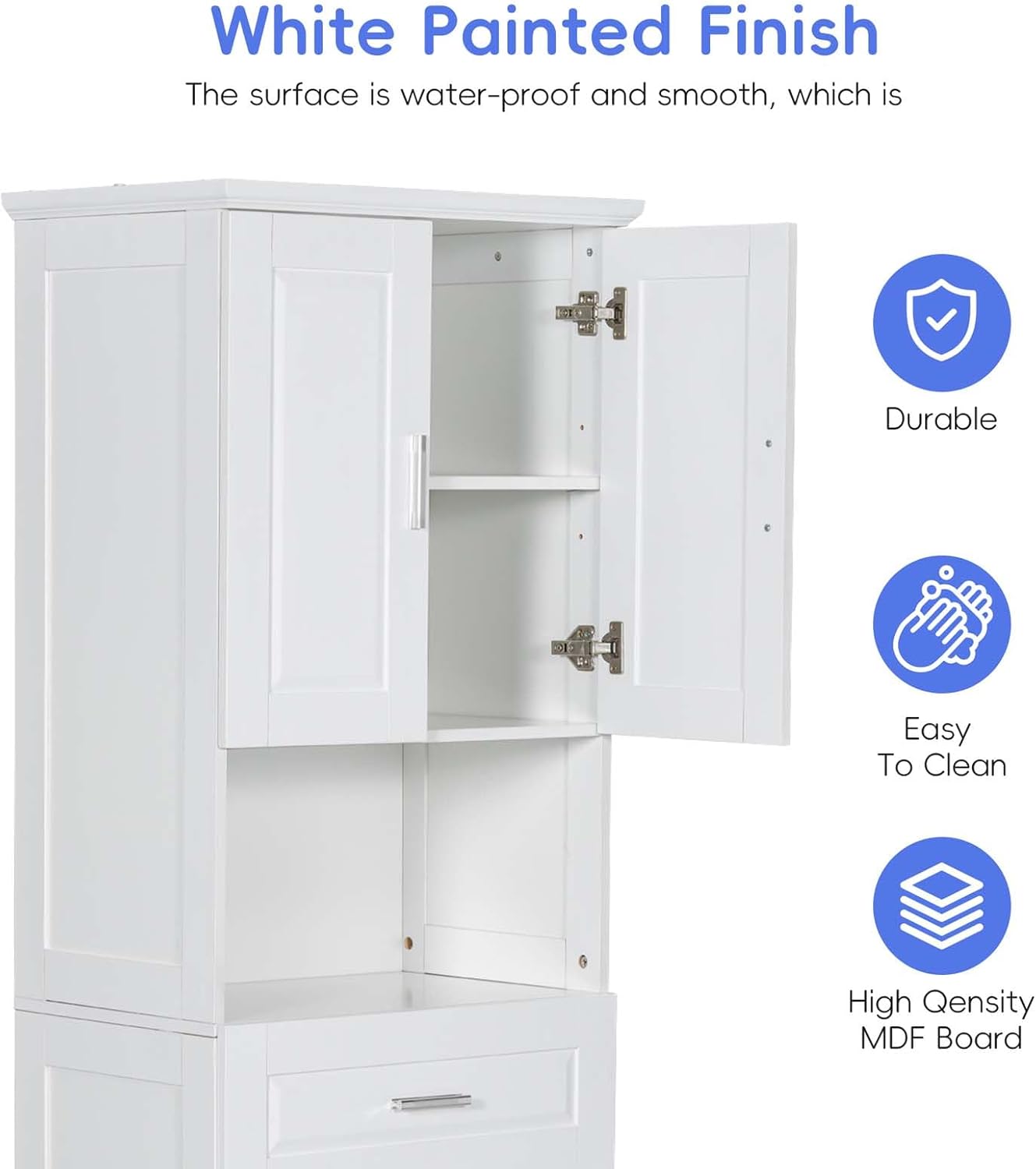 70" Tall Tilt Out Laundry Hamper Cabinet with 2 Doors and Adjustable Shelf A80818