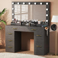 White Vanity Desk with Lights and Large Mirror Q911