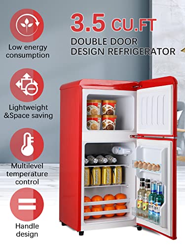 Compact Refrigerator with Freezer, Mini Fridge, Red M7693