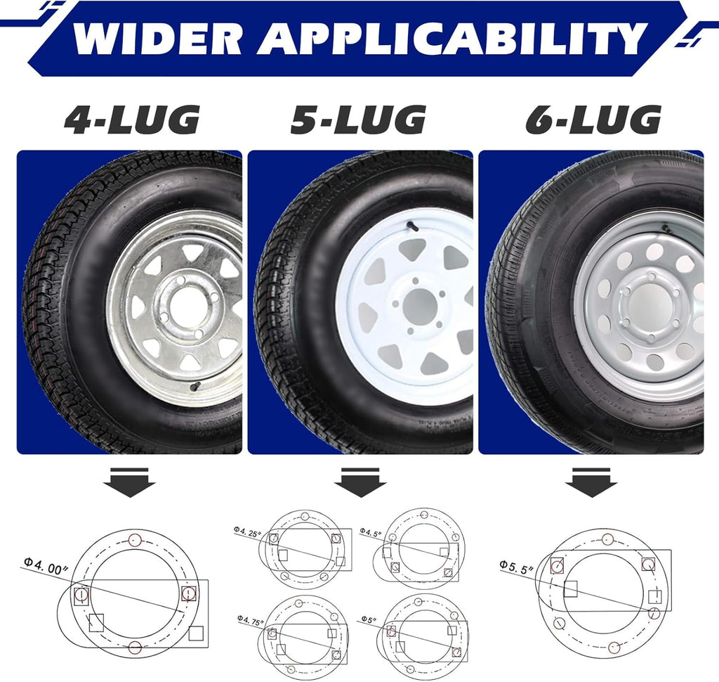 Stake Pocket Spare Tire Carrier Mount for 4, 5, 6 Lugs Trailer Wheels C794410