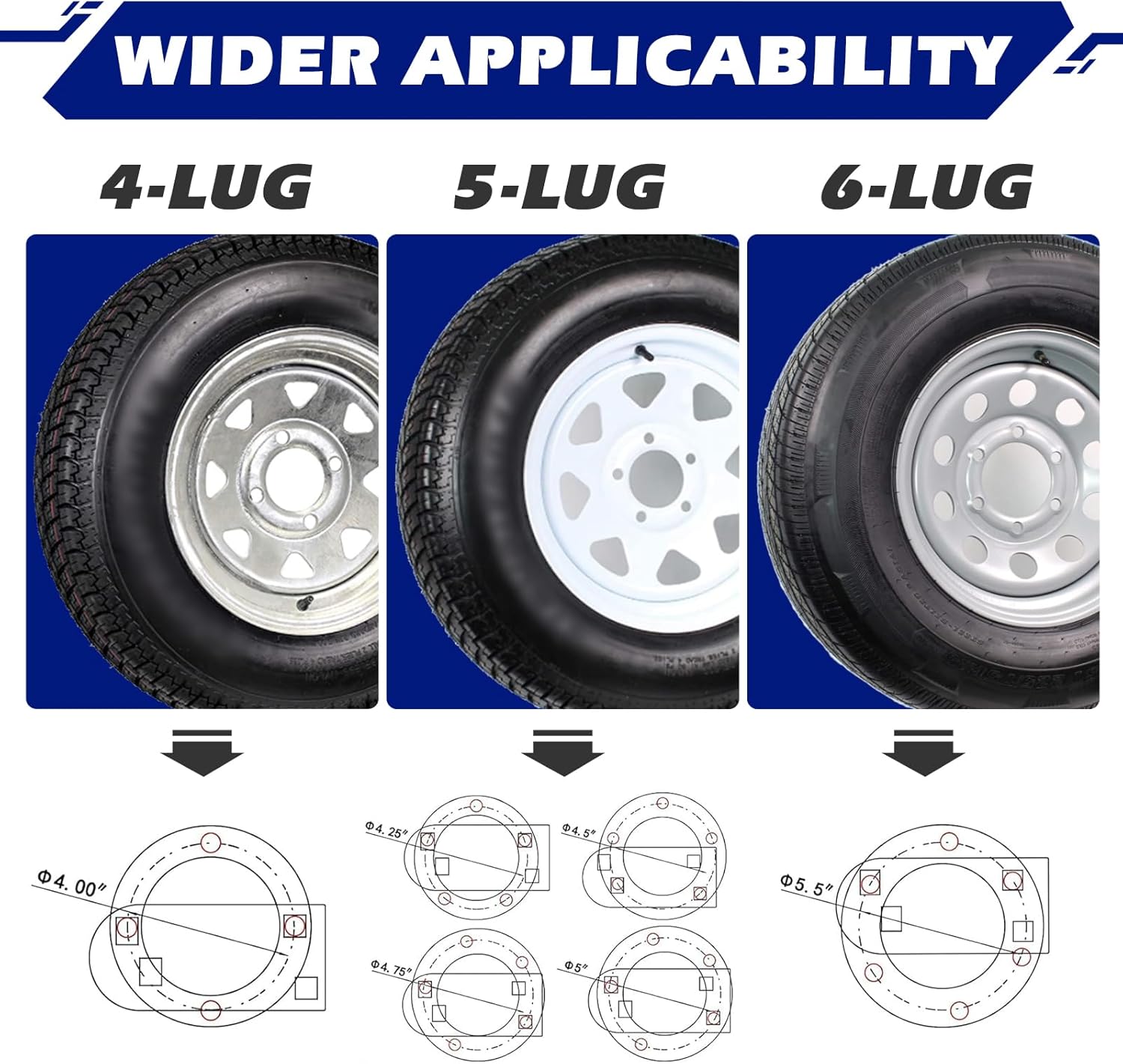 Stake Pocket Spare Tire Carrier Mount for 4, 5, 6 Lugs Trailer Wheels C794410