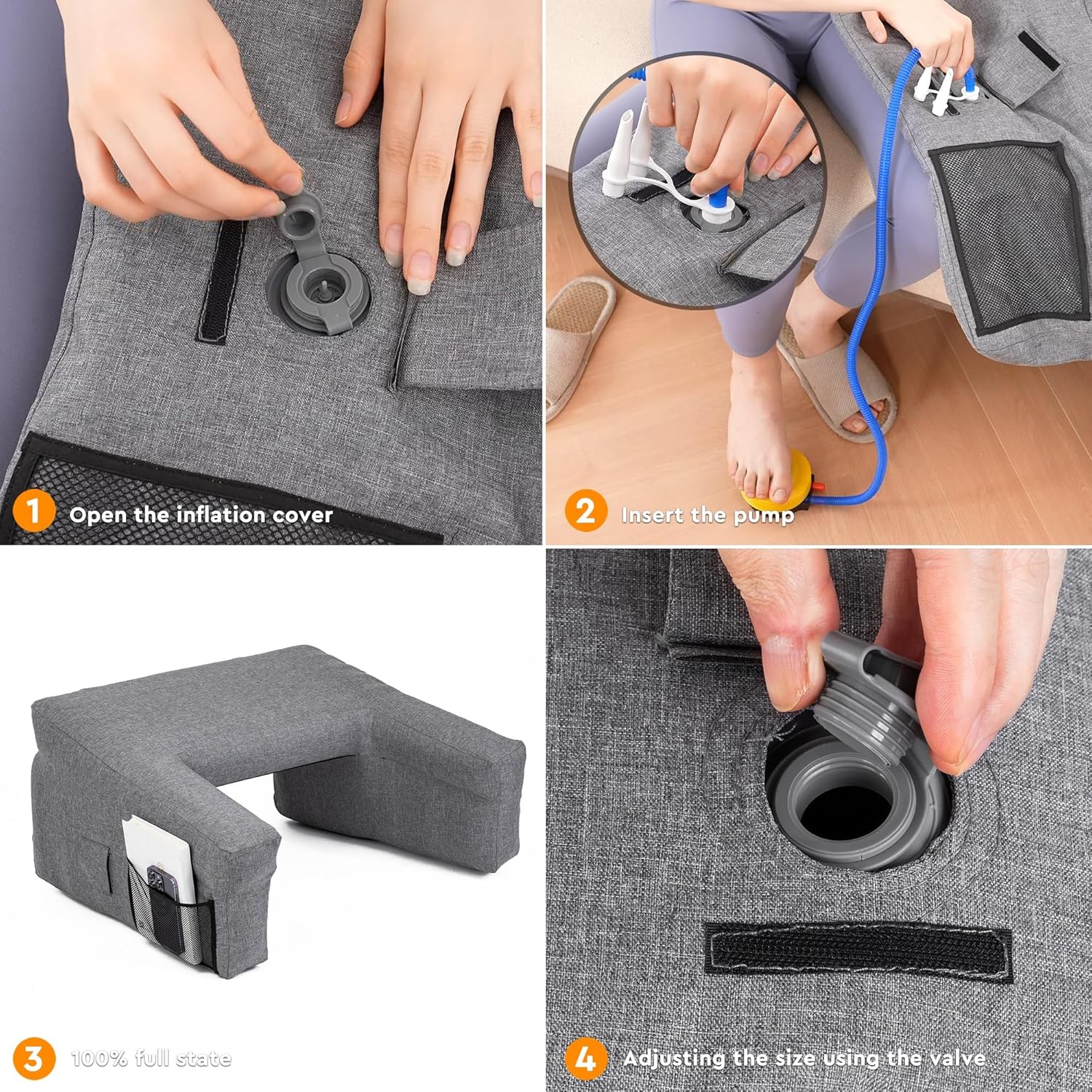 Inflatable Bed Rest Pillow with Lap Desk R17970